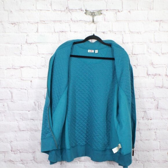 LL Bean Quilted Full Zip Sweatshirt Deep Turquoise 3X Plus - Picture 11 of 12